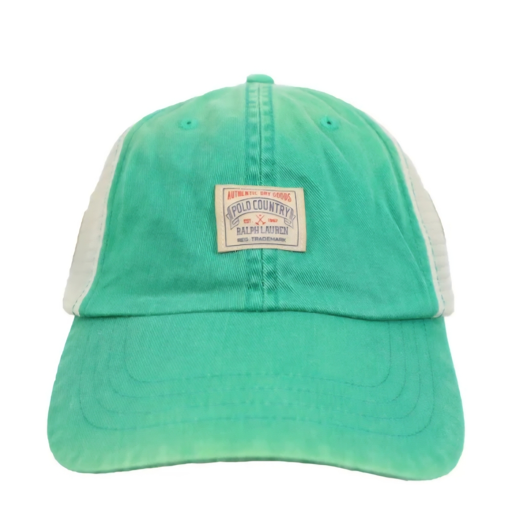 Polo Ralph Lauren Polo Country Twill Trucker Cap in a washed green color.
